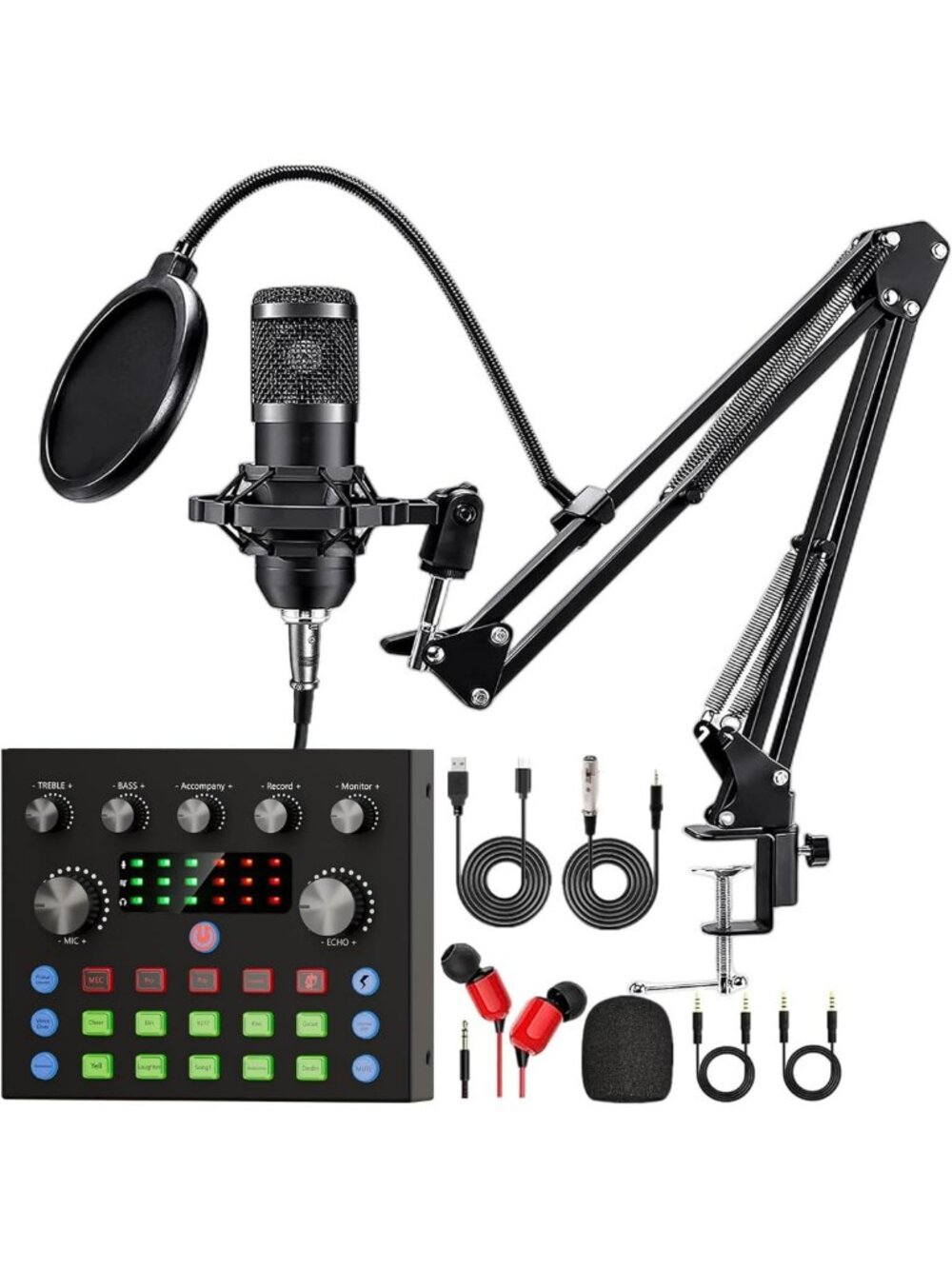 Podcast Equipment Bundle - Microphone, Voice Changer & Audio Interface for